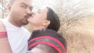 Desi indian Marathi kavita bhabhi fuck with Tatya boyfriend in jungle , riding on dick like whore , give good job in Saree